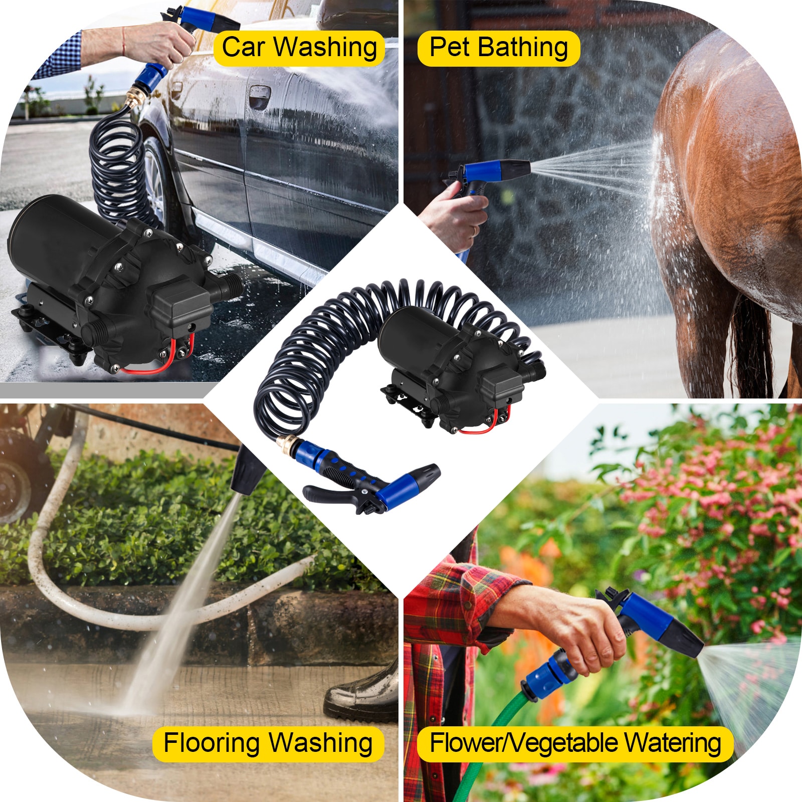 Automatic Washdown Pump For Rv And Boat With Coiled Hose_voghion.com